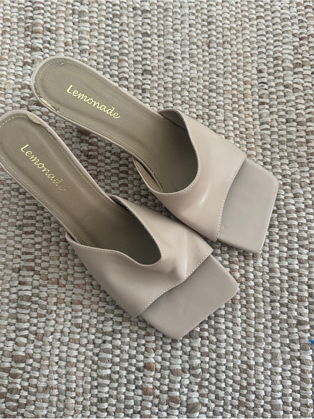 Lulu's Nude Square-Toe Kitten Heel